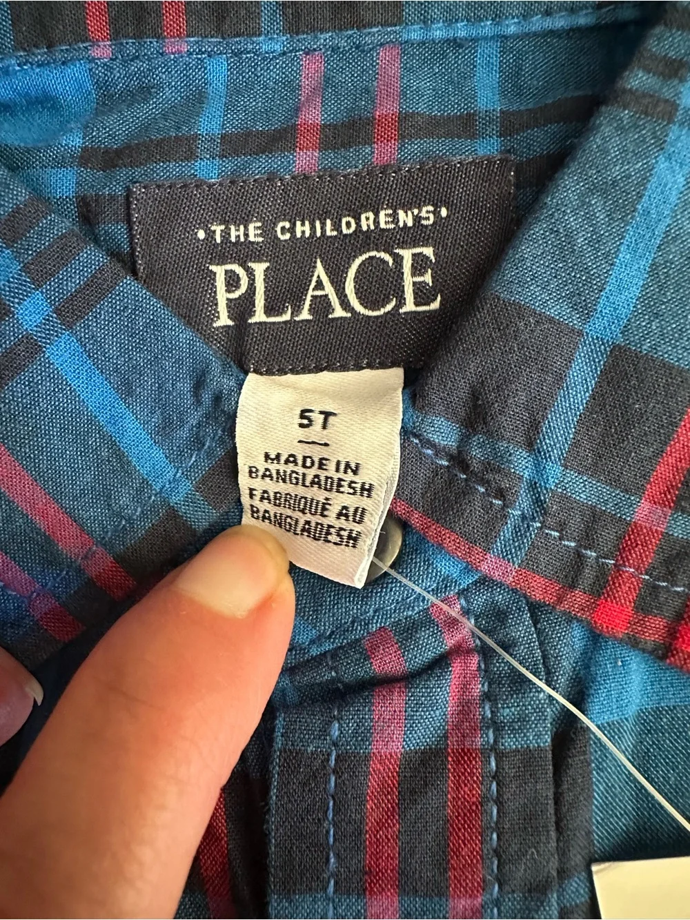 The Children's Place Navy, Blue & Red Plaid Button-Down Shirt